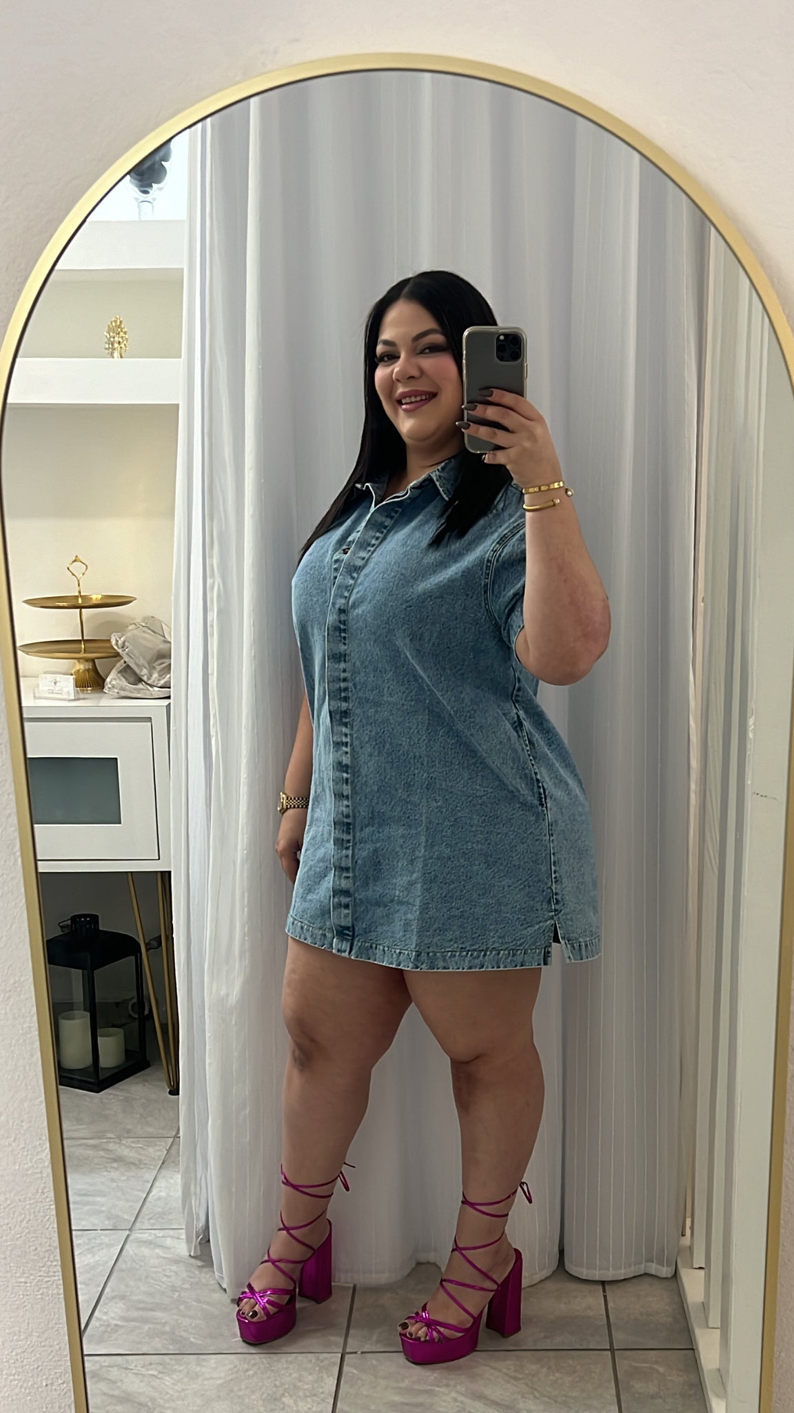gigi denim dress Kinney Gigi Dress in Denim the tartan fox