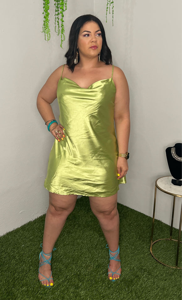 Lime Satin Dress