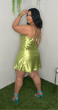 Lime Satin Dress