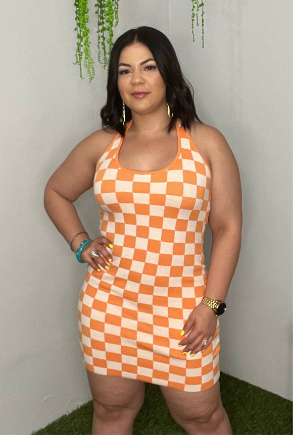 Orange Checkers Dress